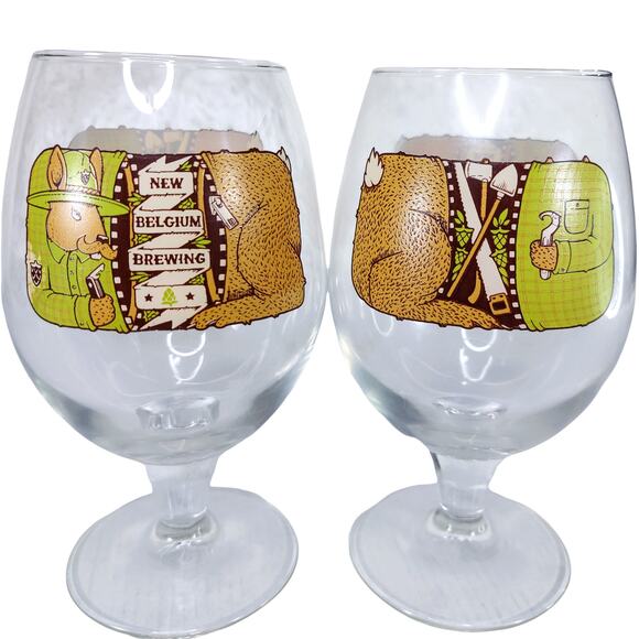 New Belgium Brewing Other - New Belgium Brewing Tulip Beer Glasses Snifter Pair 2014 Garden Rabbit